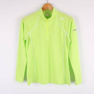 ミズノ 長袖Ｔシャツ ハーフジップ ハイネック トップス スポーツウェア ランニング トレーニング レディース Mサイズ グリーン Mizuno