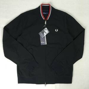 【新品】FRED PERRY フレッドペリー FZ2449 ブルゾン コットン ジャンパー Sサイズ ブラック/レッド/ホワイト 長袖 刺繍