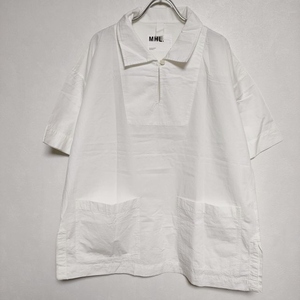 MHL. 595-2152506 SANDED COTTON LINEN 半袖 ブラウス シャツ 22SS オフホワイト エムエイチエル 4-0722S 241096