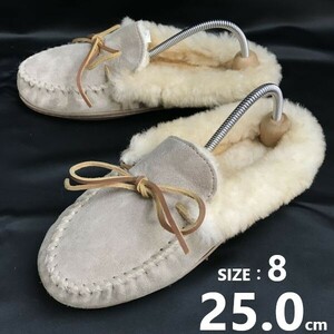 ミネトンカ×オトナミューズ/MINNETONKA★RENA/シープスキン/ボア/ムートンモカシン/スリッパデザイン【8/size:25.0/ベージュ】◆sH-112