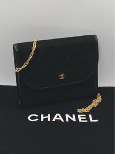 【1円〜】CHANEL シャネル スエード×レザー マトラッセ チェーンショルダーバッグ　黒