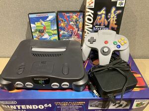 ②任天堂 ニンテンドー Nintendo 64 本体 NUS-001コントローラー ソフト［麻雀MASTER/マージャン天国/ナムコクラシックⅡ］セット 