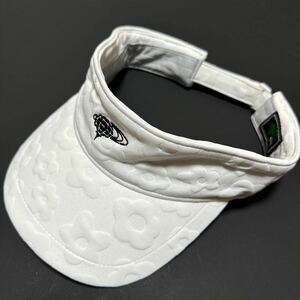 新品　BEAMS GOLF / ビームスゴルフ　レディース　フラワージャカード サンバイザー　ホワイト　白　WH