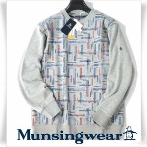 新品1円～★Munsingwear マンシングウェア メンズ 長袖クルーネック ロゴ スウェット M トレーナー グレー ゴルフ ルームウェア ◆5936◆