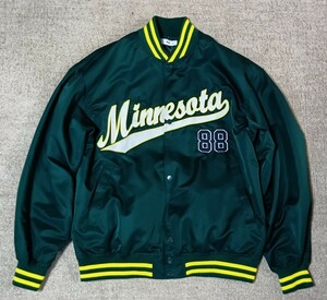 ◎超美品◎好配色◎WEGOウィゴーMinnesota#88スタジアムジャンパー Size M モスグリーン×イエロー ミネソタ スタジャン