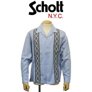 Schott (ショット) 3120005 2TONE ツートーン L/S SHIRT ロングスリーブシャツ 391(81)SAXE L