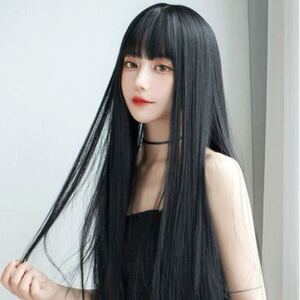 ウィッグ フルウィッグ 黒髪 ブラック 自然 ロング ストレート コスプレ かつら 小顔 ファッション