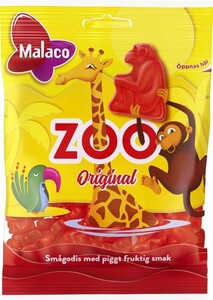 Malaco マラコ Zoo 動物園フルーツ味グミ4袋 x 80g スウェーデンのお菓子です