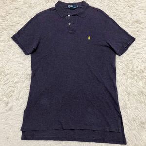 超希少XL！ラルフローレン【夏の定番】POLO by Ralph Lauren ポロシャツ 半袖 パープル 紫 ワンポイントロゴ刺繍 鹿の子 春夏 LL