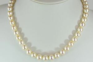 Z11　真珠　パール７．５×８．０（ｍｍ）　ネックレス・イヤリング　セット　４５ｇ