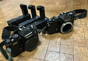 格安スタート Nikon ニコン FE2 FE カメラ 一眼レフ ビンテージ モータードライブ ５点セット レトロ ビンテージ　ブラック