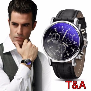 腕時計 時計 メンズ 高品質 レザー 革 ベルト レザー ベルト アナログ クォーツ ウォッチ 軽量 男女兼用 ブランド　ブラック　1