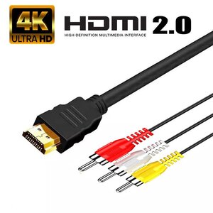 HDMI to RCA変換ケーブル　HDMIトランスAVケーブル、変換アダプター　4K　HDMIオス　RCAメス　1.5M　HDMI対応機器の映像映せる