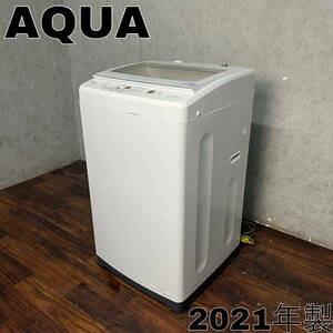 WY14/33 AQUA アクア 全自動洗濯機 AQW-GV70J 2021年製 上開き 7kg ホワイト ジェルボールコース 3D ホワイト ※動作確認済〇●