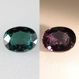 ★希少★天然カラーチェンジガーネットルース0.796ct[アレキタイプ] ソーティング付き★見事なカラーシフト★ブルーグリーン→赤紫色