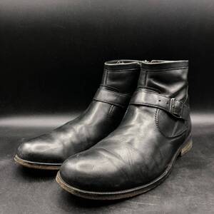 M3228 Clarks クラークス レザー サイドジップ ショート ブーツ メンズ 7.5/25.5cm相当 ブラック 黒 革靴