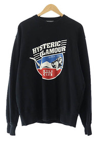 ヒステリックグラマー HYSTERIC GLAMOUR 23AW GIRLS CLUB ガールズ クラブ ロゴ プリント スウェット トレーナー 02233CS11 L 黒 ブラック