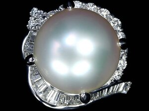 UR13663T【1円～】新品【RK宝石】≪Pearl≫ 白蝶真珠 特大約13.2ｍｍ珠 極上ダイヤモンド 0.71ct Pt900 高級リング 南洋真珠 パール ダイヤ