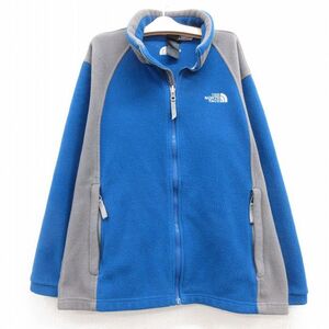 古着 ノースフェイス 長袖 フリース ジャケット キッズ ボーイズ 子供服 ワンポイントロゴ ツートンカラー 青他 ブルー 24dec05