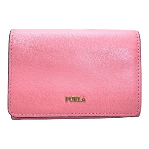 FURLA フルラ BABYLON バビロン カードケース 名刺入れ クレジットカードケース ロゴ レディース ピンク ゴールド レザー