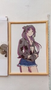 希少品 戦場ヶ原ひたぎ 複製原画セットのイラストボードのみ ウッドフレーム額装 物語シリーズ 化物語 偽物語 デニムミニスカートパーカー