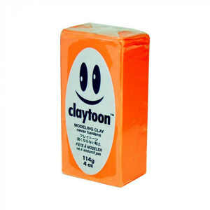 MODELING CLAY(モデリングクレイ)　claytoon(クレイトーン)　カラー油粘土　ネオンオレンジ　1/4bar(1/4Pound)　6個セット