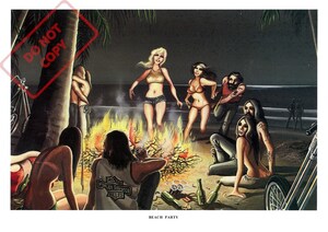 ポスター★David Mann×Easyriders 005「Beach Party」★チョッパー/ナックル/パンヘッド/ショベル/ヘルズエンジェルス/Hell