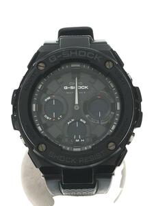 CASIO◆ソーラー腕時計・G-SHOCK/デジアナ/ラバー/BLK/BLK/SS