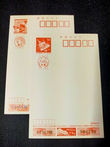 【未使用】平成7年 平成10年 年賀はがき　郵便はがき　50円はがき　1995年 1998年　合計2枚　年賀ハガキ 額面100円