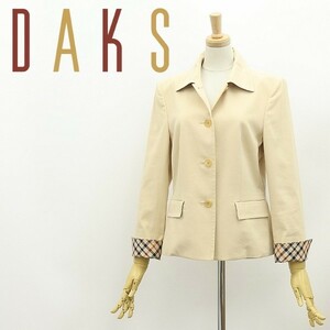 ◆DAKS ダックス チェック柄使い コットン ジャケット ベージュ 38