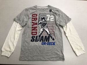 ■GAP■ロンＴ■新品■グレーＸ白■160■ＵＳＡ■ギャップ■野球■重ね着風■1-1