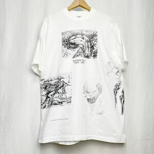 DEADSTOCK 1990年代 アメリカ製 Vintage Salvador Dali マルチプリント アート Tシャツ XL 白 デッドストック サルバドールダリ アートT