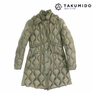 モンクレール MONCLER ダウンジャケット コート ロン 220934997405 53048 サイズ2 カーキ レディース 中古AB 270000