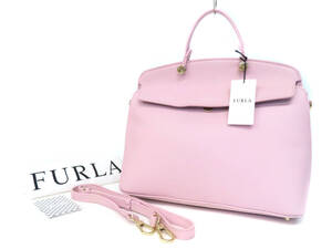 25243 新品同様 極美品 FURLA フルラ マイパイパー レザー 2WAY ワンハンドル トートバッグ ハンドバッグ ショルダーバッグ 鞄 ピンク 伊製