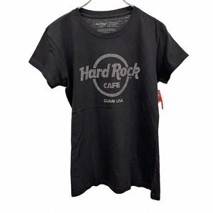 ハードロックカフェ 【新品】HARD ROCK CAFE Tシャツ 『GUM USA』 ラインストーン 英字 半袖 綿100% S ブラック 黒×グレー レディース