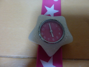 ワンタッチラバー腕時計◆ピンク◆星 