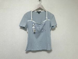 本物マックスマーラMAXMARAウィークエンドWEEKENDコットンストレッチプリント半袖Tシャツレディースビジネス青ブルーLポルトガル製