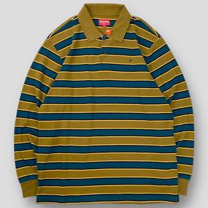 新品 Supreme / シュプリーム 18AW Striped L/S Polo / ストライプ ロングスリーブポロシャツ M SSM3912 Gold 長袖 ボーダー