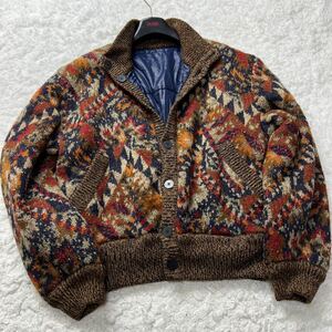 【未使用級/幻のXXLサイズ!!】驚異6way 定価30万超! MISSONI ミッソーニ【モヘア アルパカ使用!!】リバーシブルニットジャケット 総柄 伊製