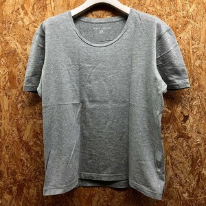 TAKEO KIKUCHI タケオキクチ サイズ3 メンズ Tシャツ 無地 ワンポイントストライプタグ カットソー 丸首 半袖 綿100% ヘザーグレー 杢灰色