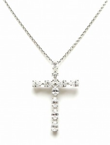 HARRY WINSTON ハリー ウィンストン シンボルズ バイ ペアシェイプ クロス ネックレス Pt950 ダイヤモンド