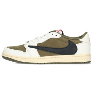 ナイキ NIKE トラヴィススコット WMNS AIR JORDAN 1 LOW OG SP DM7866-200 エアジョーダン1ローリバースオリーブスニーカー 中古 BS99