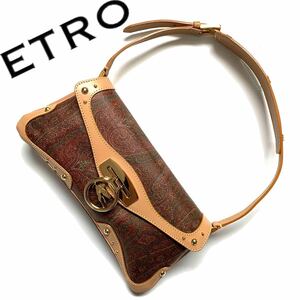 【送料無料】ETRO エトロ　レア品　ハンドバッグ　トートバッグ　ペイズリー柄　ペガサス　レディース　金具　レディース　カバン　PVC