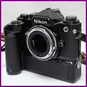 ★Nikon/ニコン FE 一眼レフフィルムカメラ ボディ + モータードライブ MD-12/ストラップ付き/ジャンク扱い&1932000178