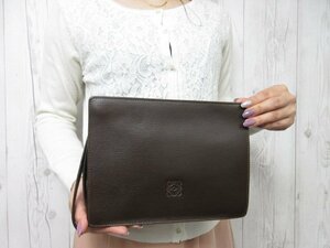 極美品 LOEWE ロエベ セカンドバッグ クラッチバッグ バッグ レザー 茶 メンズ 73485