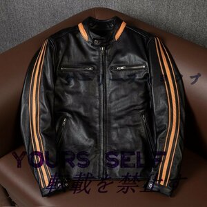 レザージャケット メンズ ハレージャケット　バイクジャケット　秋冬　ライダース 高級牛革　本革ジャン S～5XL