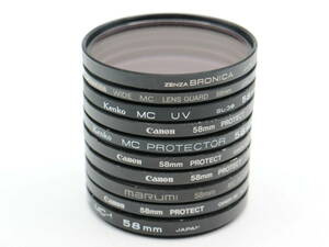 L1507　レンズフィルター58ｍｍ10枚セット　 Kenko　MARUMI　Canon　ZENZA　保護　UV