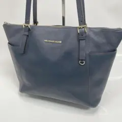 MICHAEL KORS ネイビー レザー トートバッグ　マイケルコース