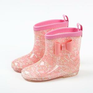 レインブーツ 18cm ピンク リボン 花柄 子供 長靴 キッズ かわいい 新品