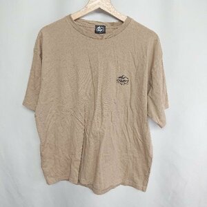 ◇ ⊂ CAMP7 ロゴプリント バックフォトプリント 半袖 Ｔシャツ サイズＬ ライトブラウン ブラック系 メンズ E